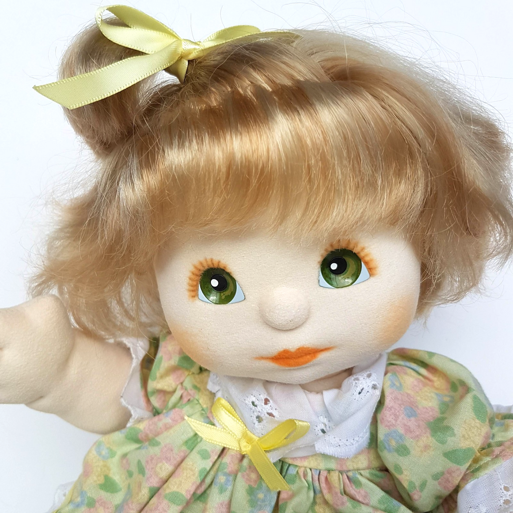 My Child Doll ASH TWO TONE TOP KNOT US Pale Skin 1986 Green Eyes Peach DRESSED2