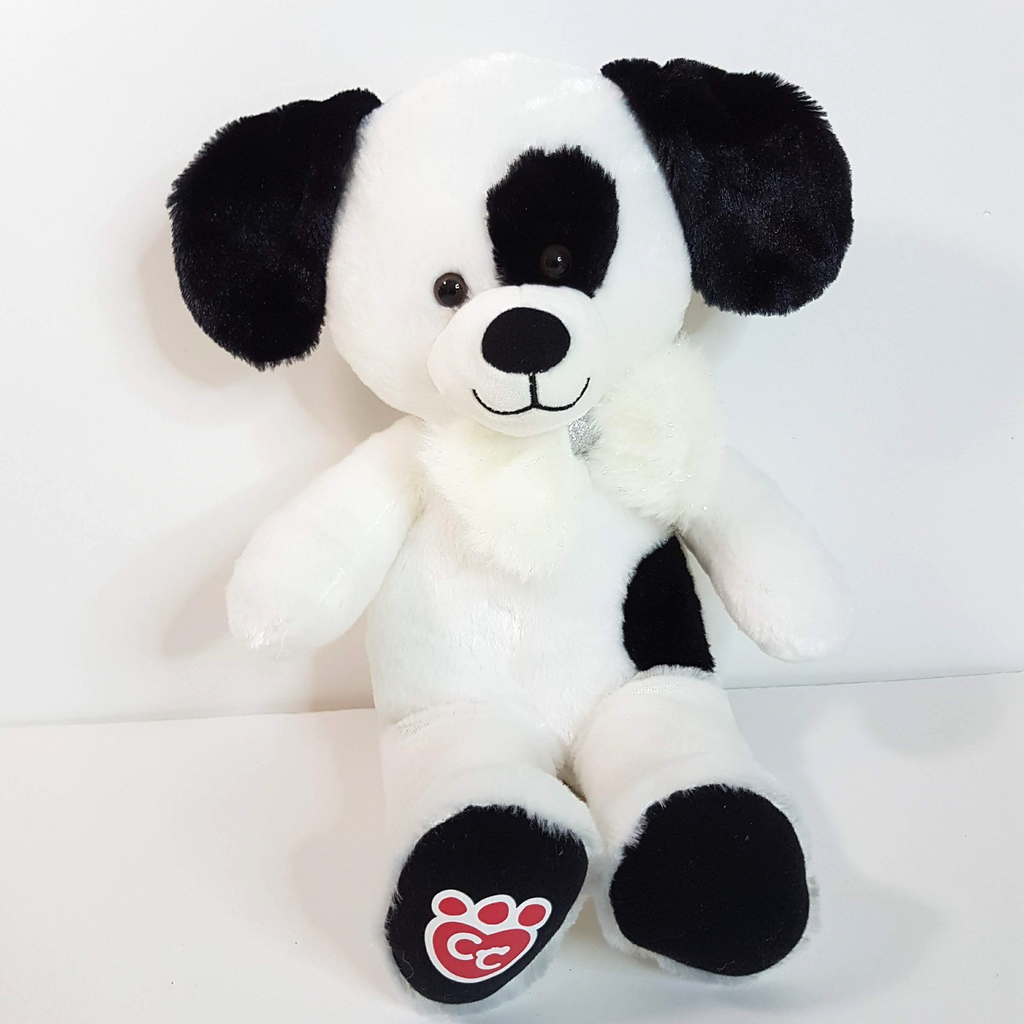 BAB Condo Cubs BLACK WHITE DOG + BOW Build A Bear Plush Stuffed Animal Soft Toy0