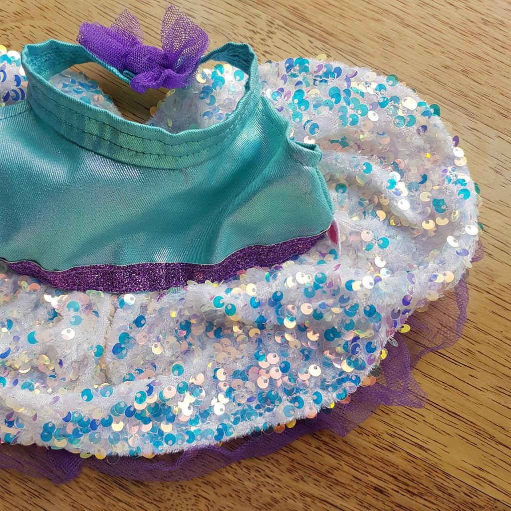 Build a Bear SEQUIN TULLE DRESS JEWEL Teal Purple Outfit Clothes Aurora Borealis3
