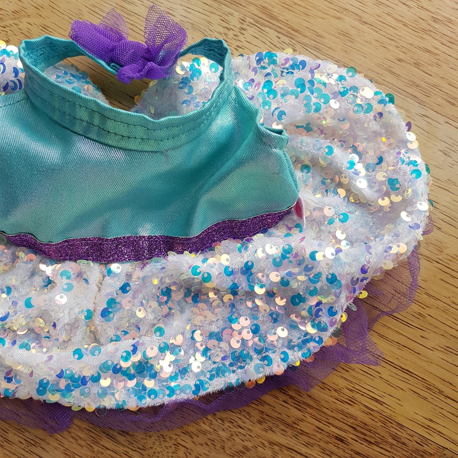 Build a Bear SEQUIN TULLE DRESS JEWEL Teal Purple Outfit Clothes Aurora Borealis3