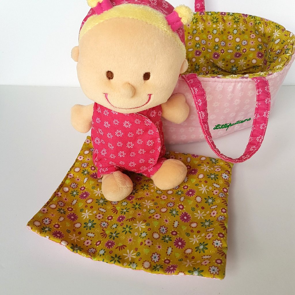 Lilliputiens BABY DOLL & CARRIER Plush Soft Toy Bassinet Cloth Doll Pretend Play10
