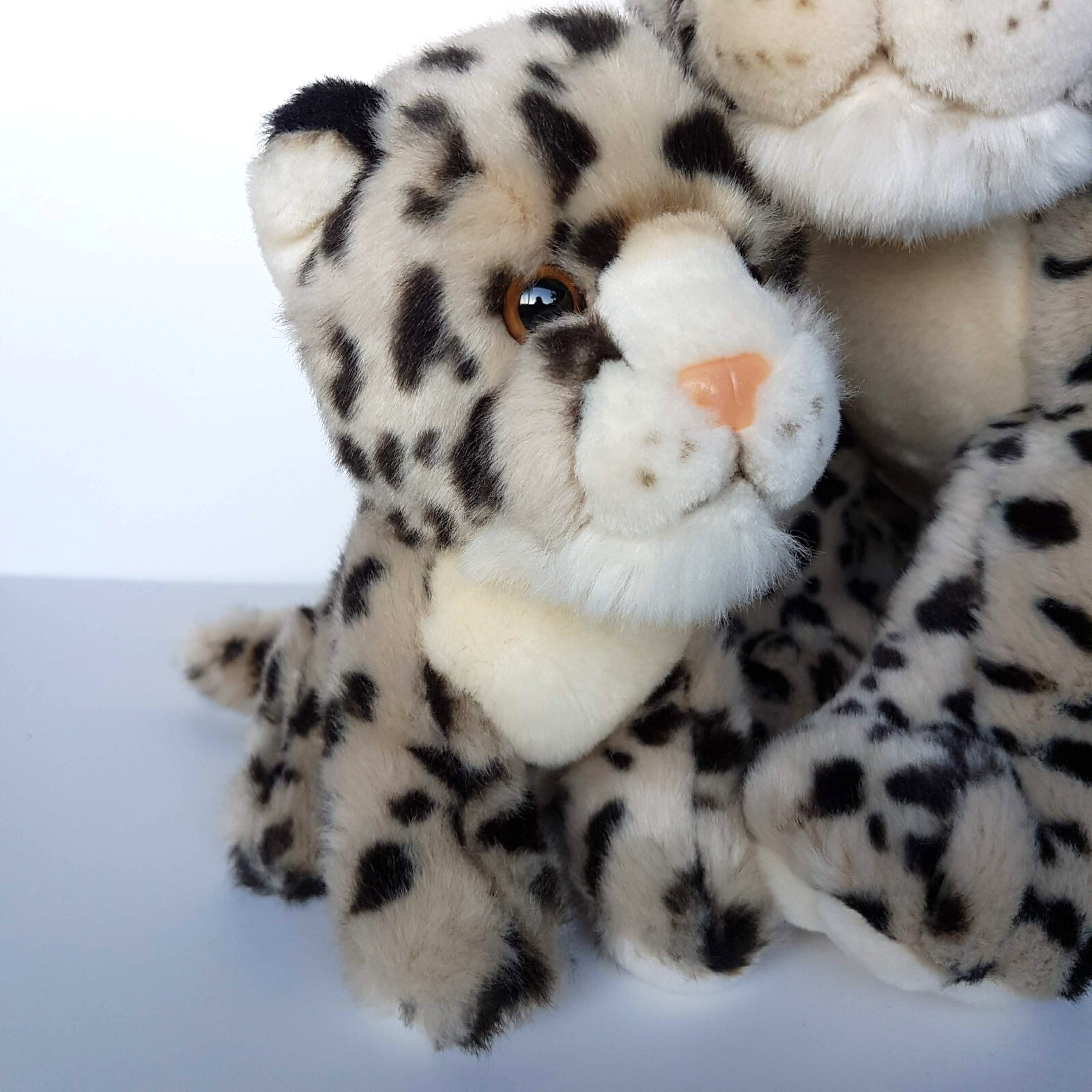 Mum & Baby SNOW LEOPARD Wild Cat SET Plush Cub Stuffed Animal Soft Toy KORIMCO2