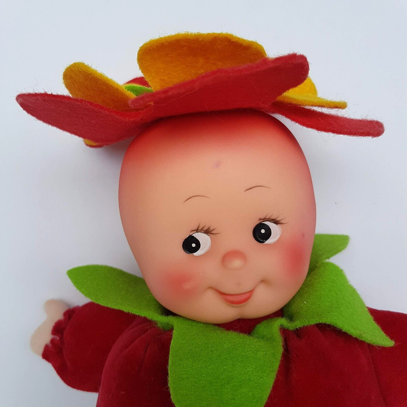 Cute TOMATO BABY DOLL Plush Fruit Rubber Face Velour Collectible Soft Toy Unique1