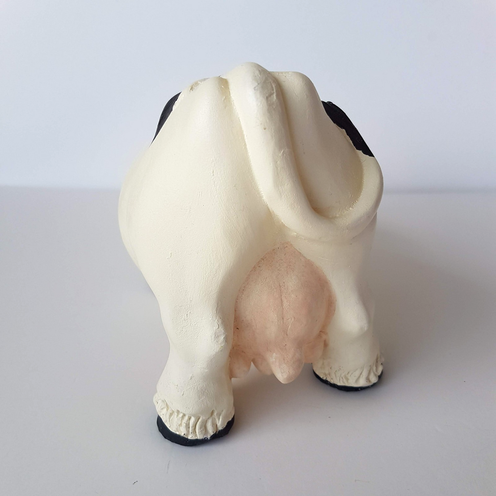 Vintage Heavy COW Figure Statue RGML Bell Resin Holstein Collectible Black White9