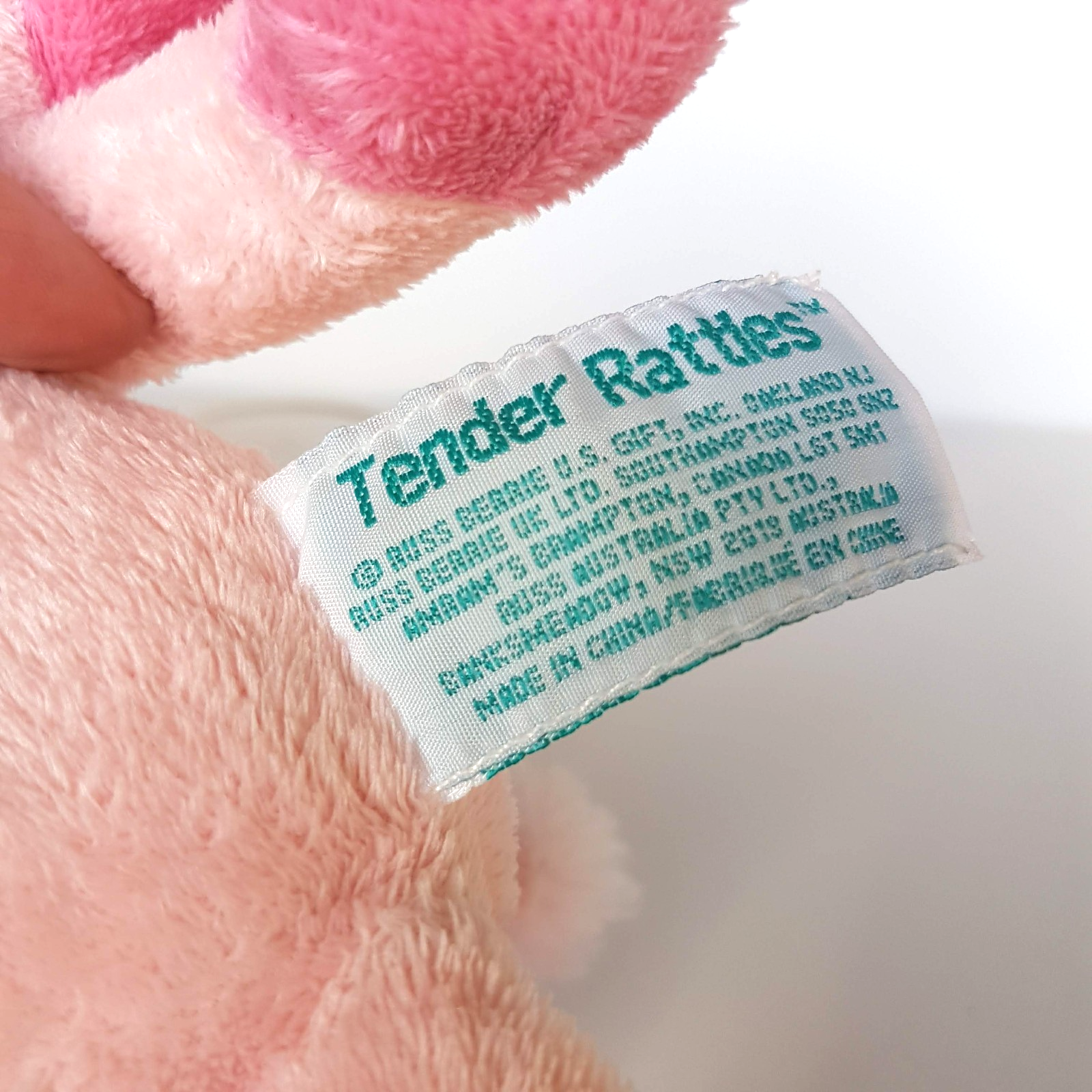 Russ Tender Rattles PINK ELEPHANT Plush Rattle Lovey Stuffed Animal Soft Toy4