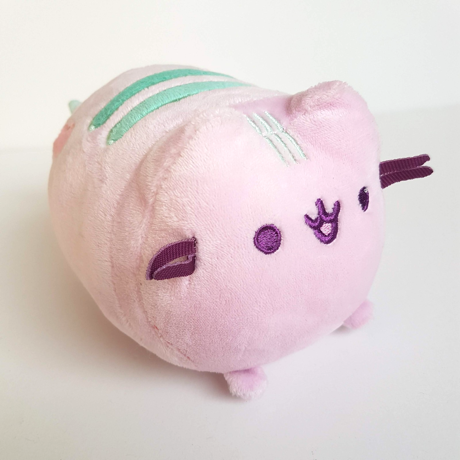 2024 PINK PUSHEEN CAT Plush 16cm Aqua Stripe Heart Soft Toy Stuffed Animal Cute0