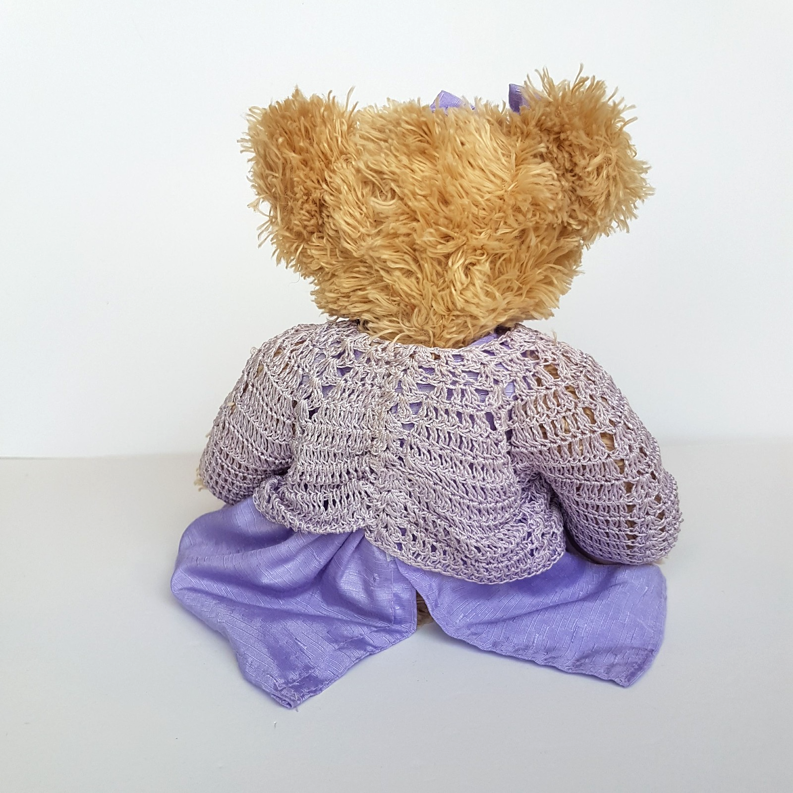 Pretty LAVENDER Teddy Bear PURPLE Dress Cardigan 30cm Soft Toy Stuffed Animal10