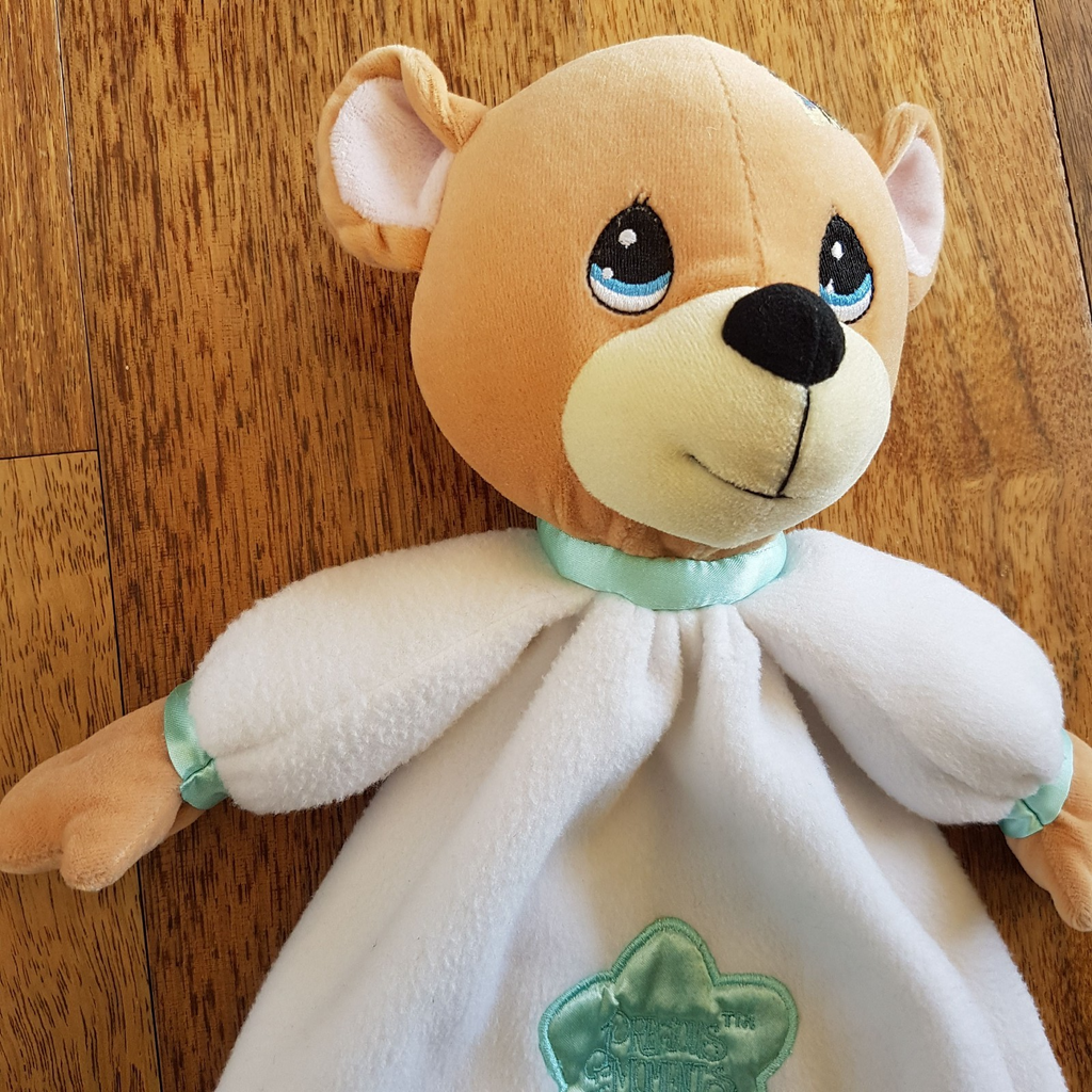 Rare PRECIOUS MOMENTS Baby Lovey BEAR Security Blanket Plush Comforter Soft Toy4
