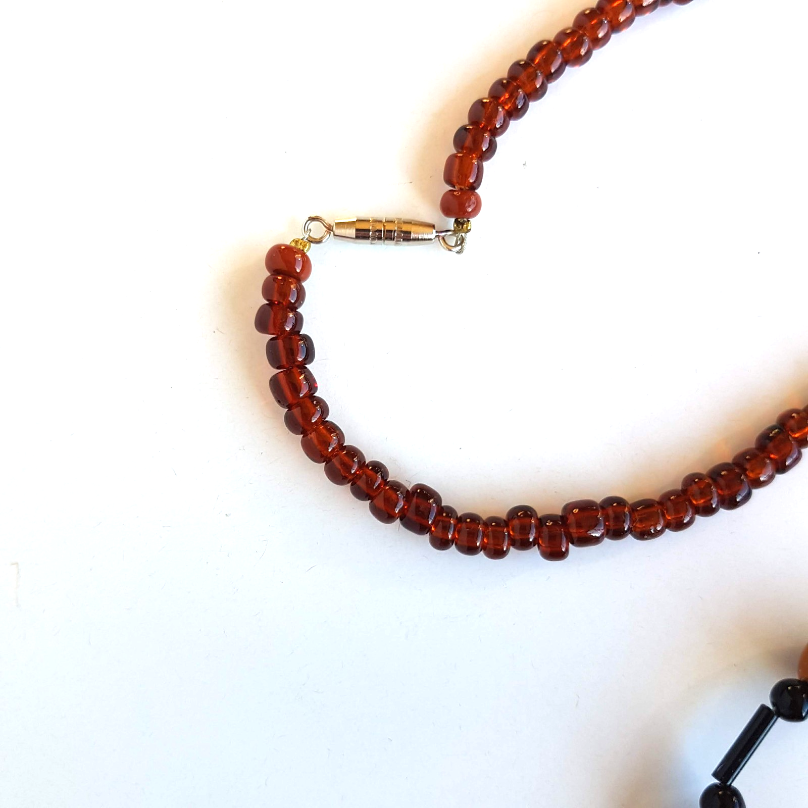 Brown Painted Bead STRAND NECKLACE 54cm Neutral Artistic Boho Fashion Jewellery6