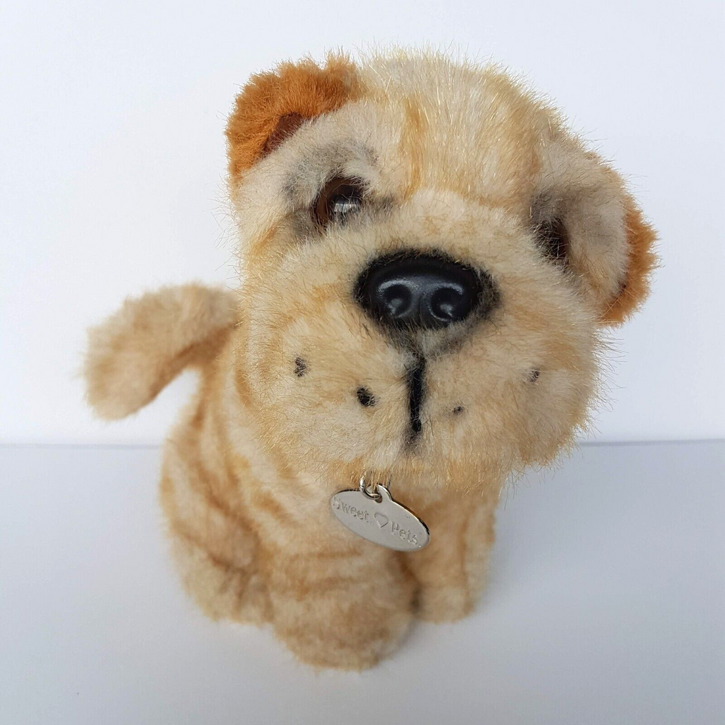 SHAR PEI Puppy DOG Playful Plush Stuffed Animal Small Soft Toy Cute Pet Collar2