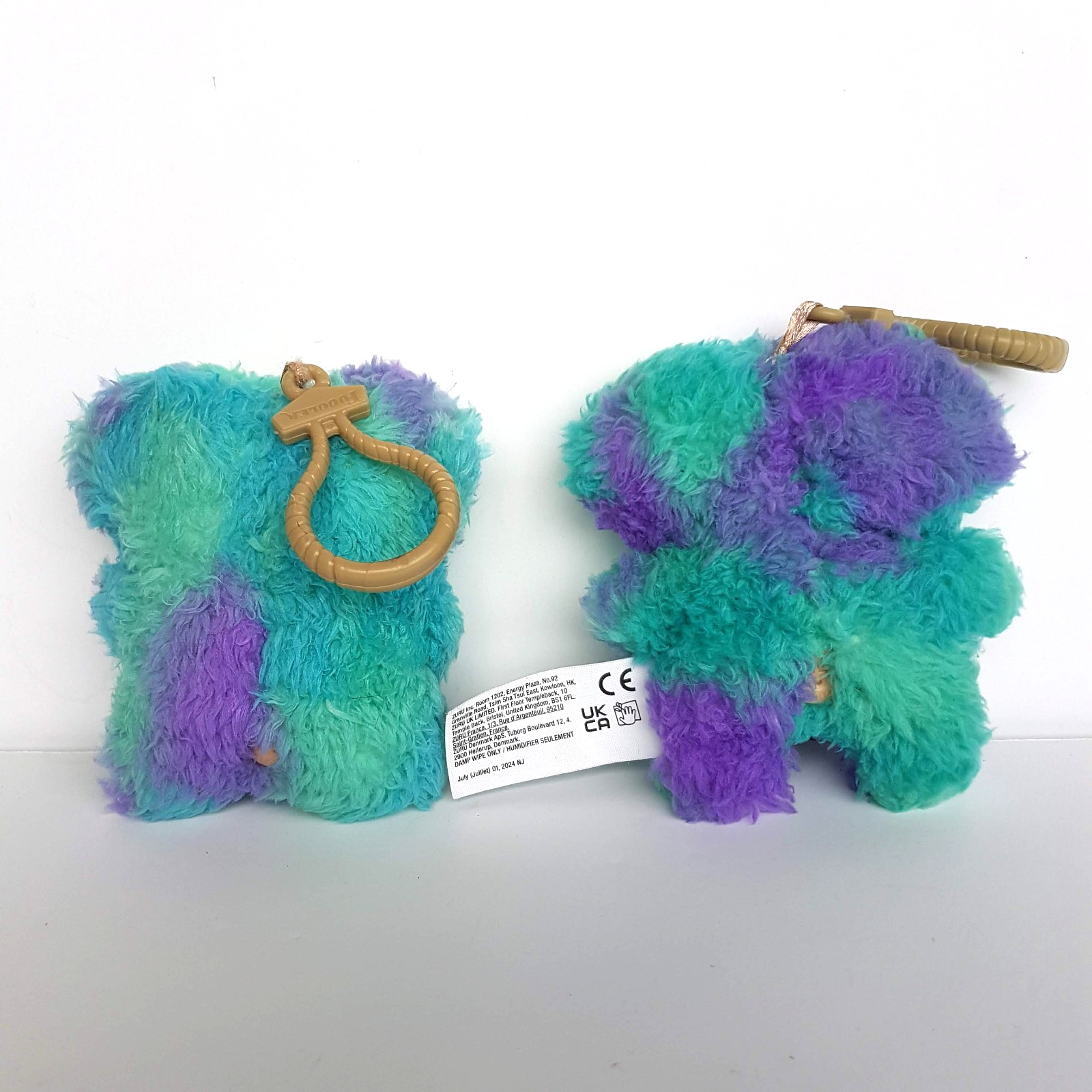 2 FUGGLER KEYRINGS Clips On Funny Ugly Monster Plush Tongue Teeth Toy Accessory5