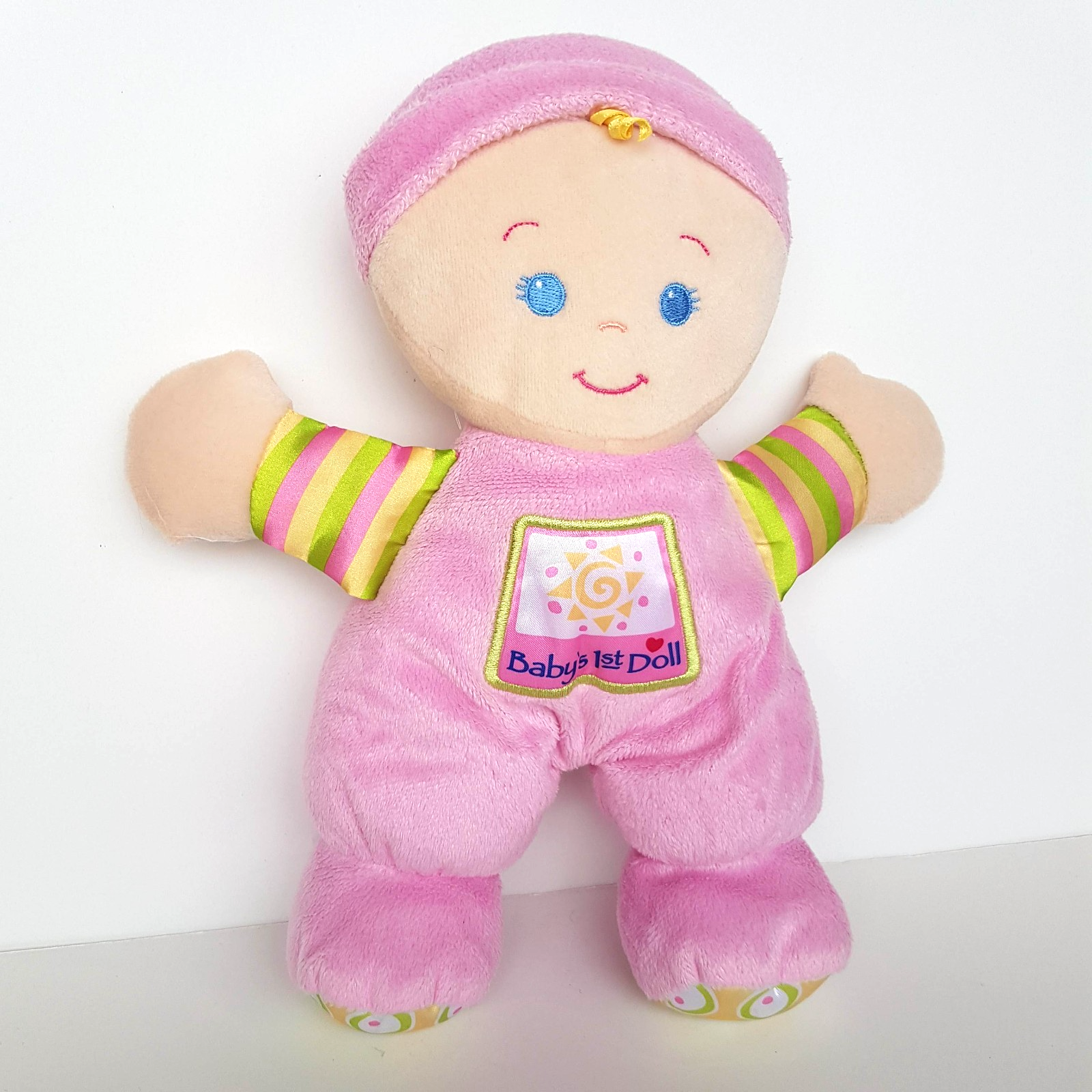 Fisher Price BABY'S 1ST DOLL RATTLE Plush Fabric Rag Doll Comforter Sleep Toy1