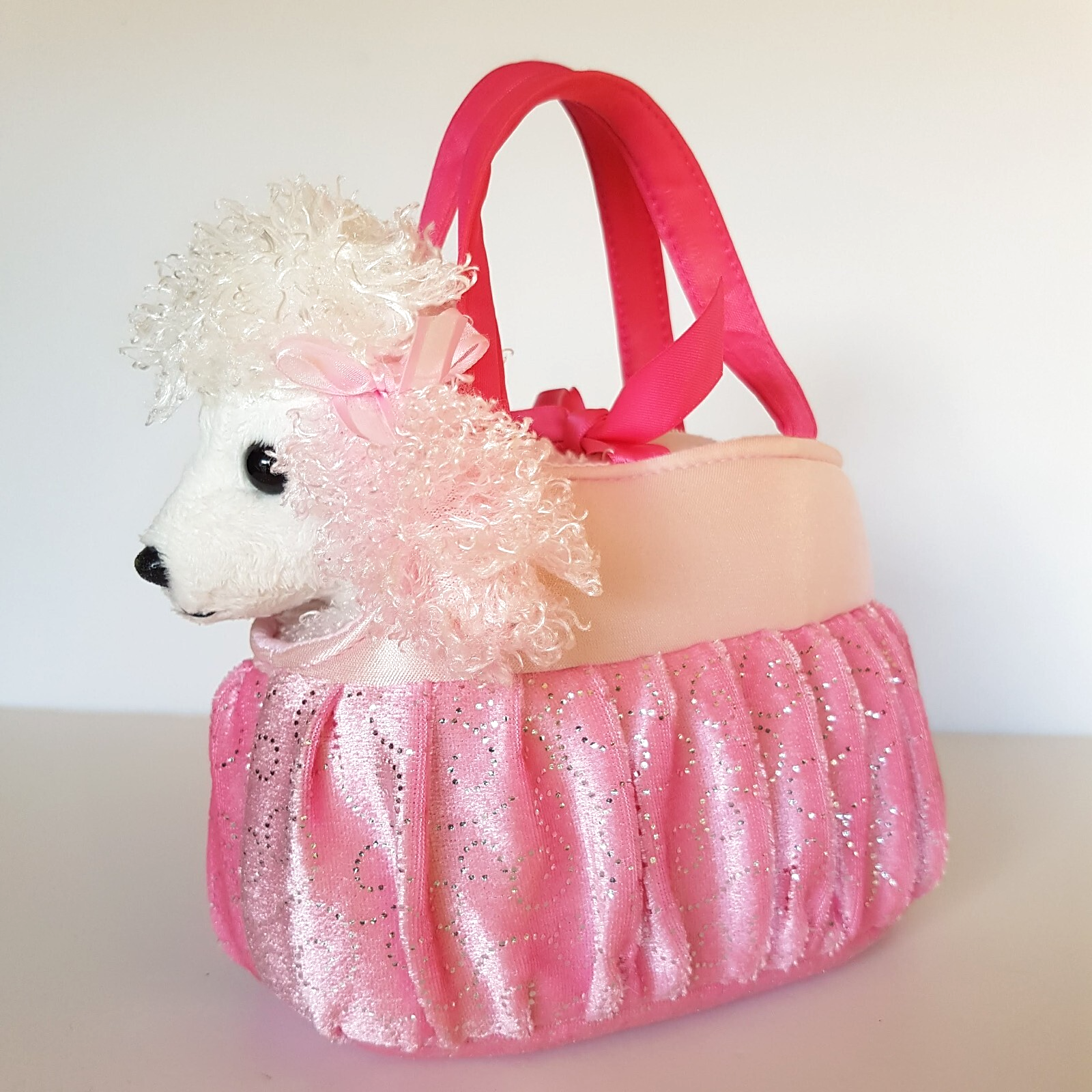 Korimco POODLE + CARRIER BAG 17cm Plush Stuffed Animal Pink Pet Soft Toy Cute7