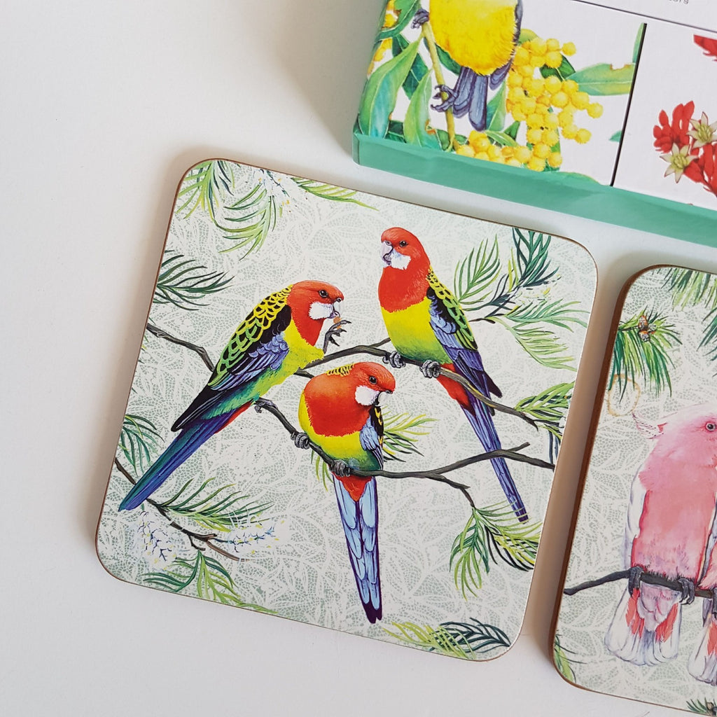 Birds of Australia COASTER SET Royal Botanic Gardens Victoria Katherine Castle2