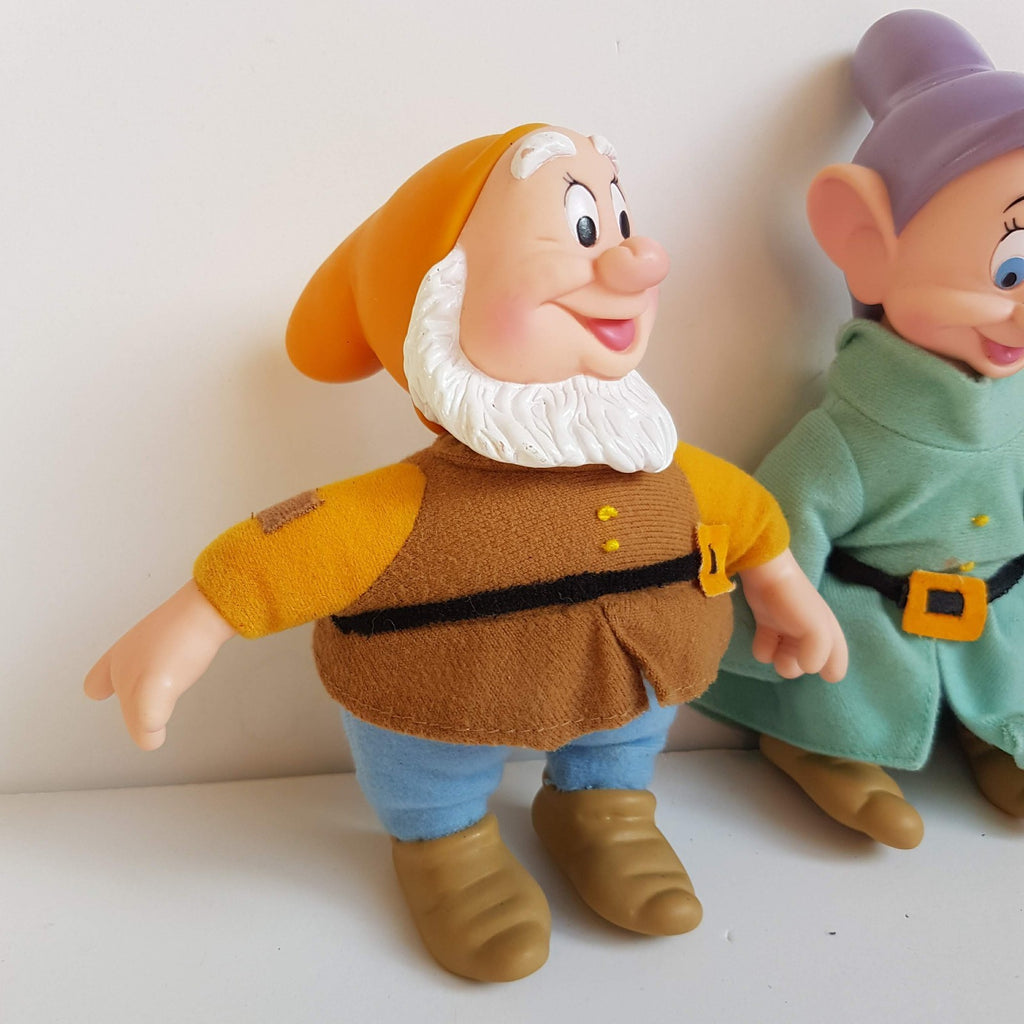 Applause SEVEN DWARFS Rubber Face Plush Soft Toy Dopey Bashful Happy Vintage Toy1