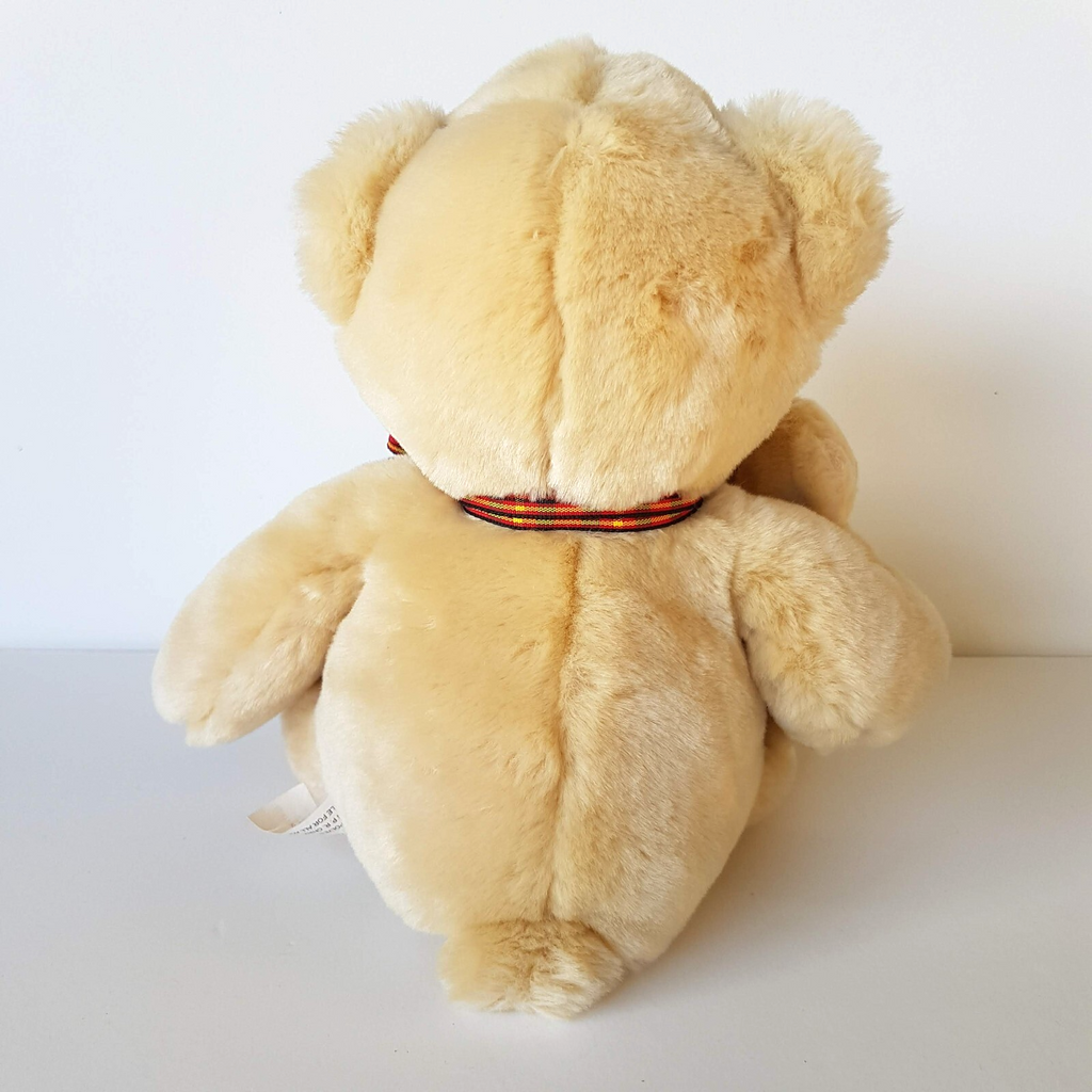 Teddy Bear MUM & BABY BEAR Plush Cream Stuffed Animal Super Soft Toy Tartan Bow7