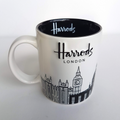 Harrods London SKYLINE Coffee Mug Black White Big Ben Eye Bridge Collectible Cup0