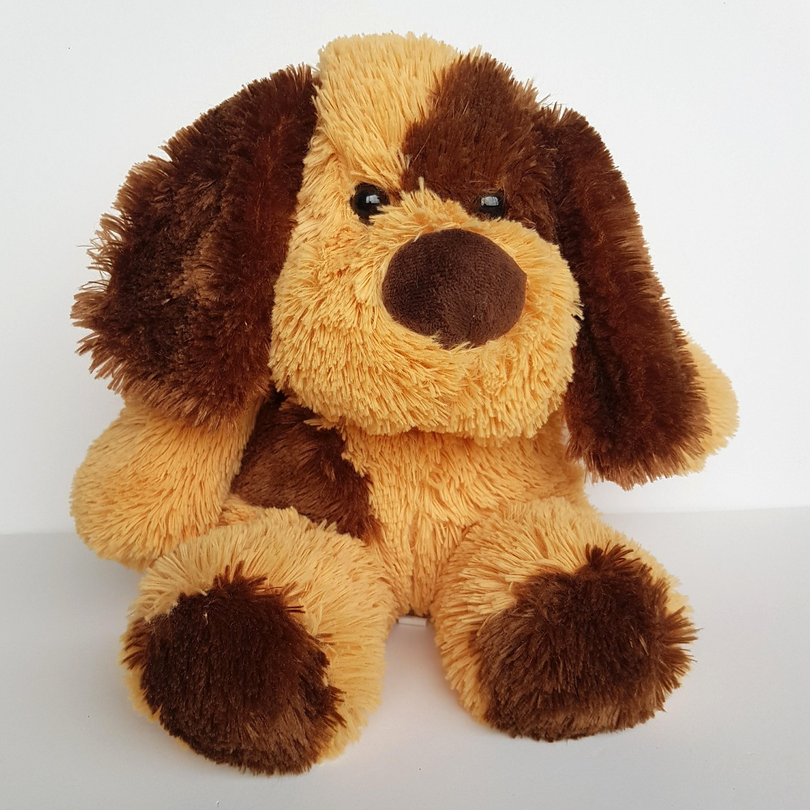 SCRUFFY DOG Floppy Plush 28cm Orange Brown Spotty Puppy Stuffed Animal Soft Toy0