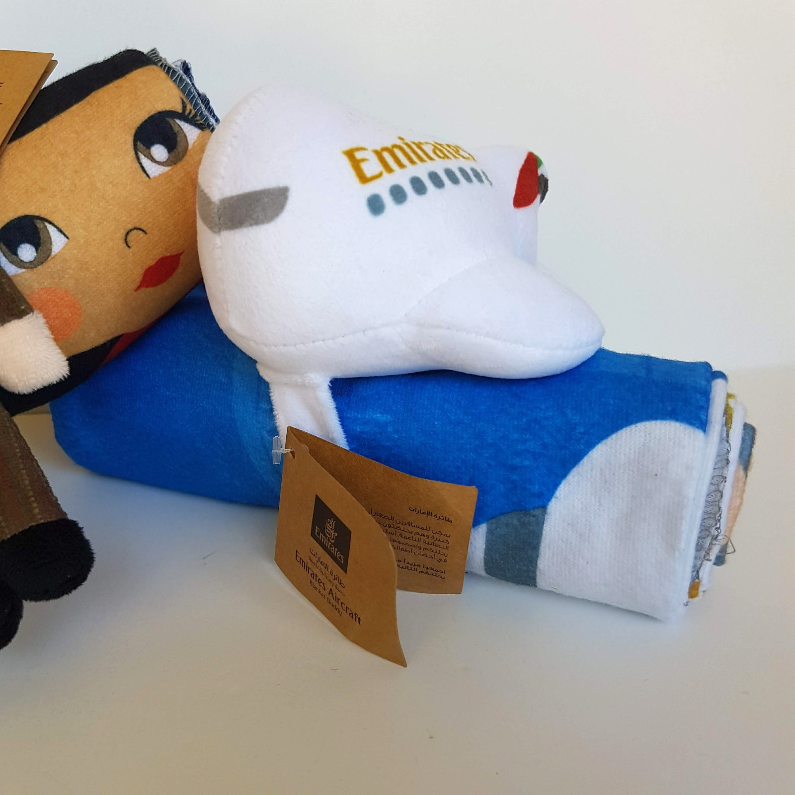 Emirates BLANKET BUDDY x 2 Business Class Toy Aircraft Plane Cabin Crew Ben TAGS2