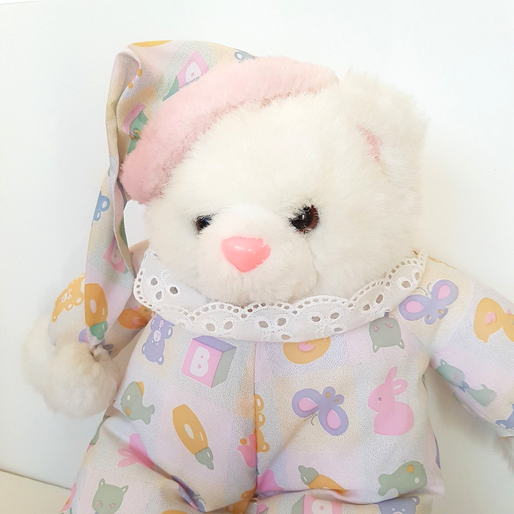 RARE Vintage Interpur BEDTIME BEAR Bunny Slippers 46cm Plush Soft Toy Rare Retro2