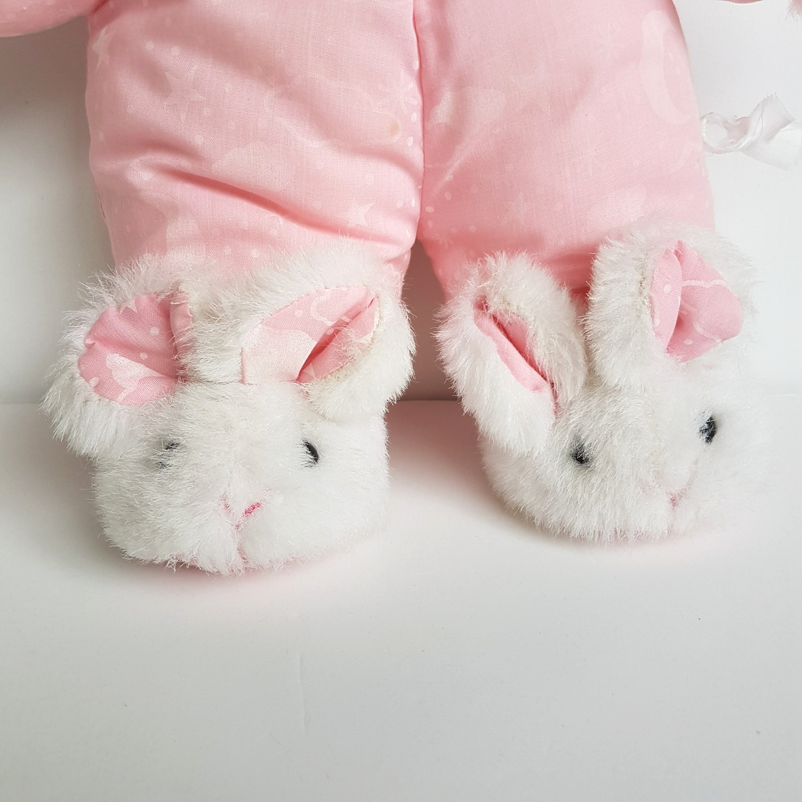 Vintage TEDDY IN BUNNY SLIPPERS Plush 34cm Pink Pyjamas Stuffed Animal Soft Toy4