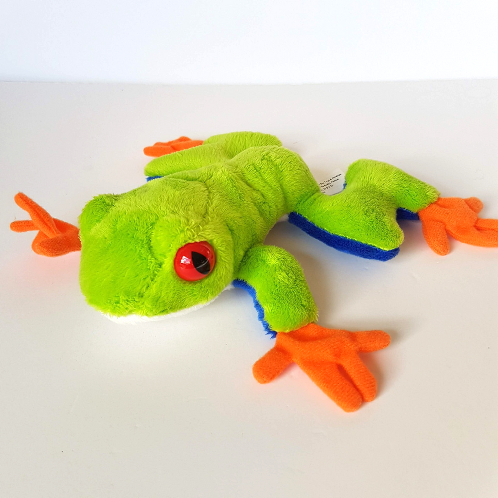 Neon RED EYED TREE FROG Plush 17cm Soft Toy Stuffed Animal Reptile Beanbag Toy0