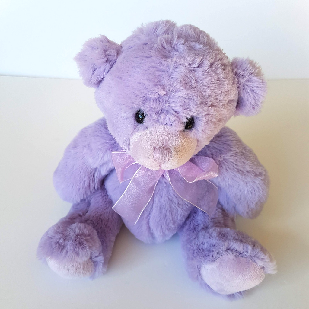 Paceko PURPLE TEDDY BEAR Pastel 19cm Stuffed Animal Soft Toy Bow Pretty Bear1