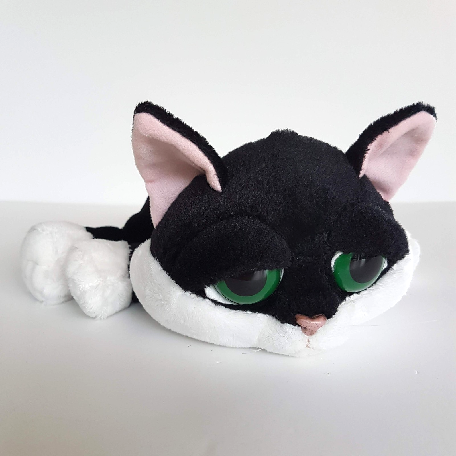 RUSS Lil Peepers CAT LOKI Black & White Plush Stuffed Animal Soft Toy Green Eyes1