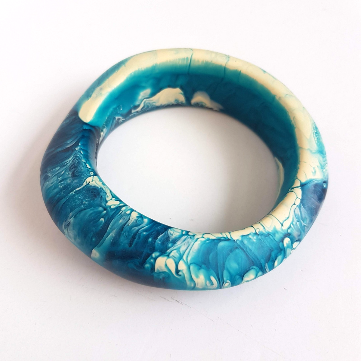 DINOSAUR DESIGNS Polished Resin Bangle BLUE Ocean 2.5" Diameter Beach Bracelet6