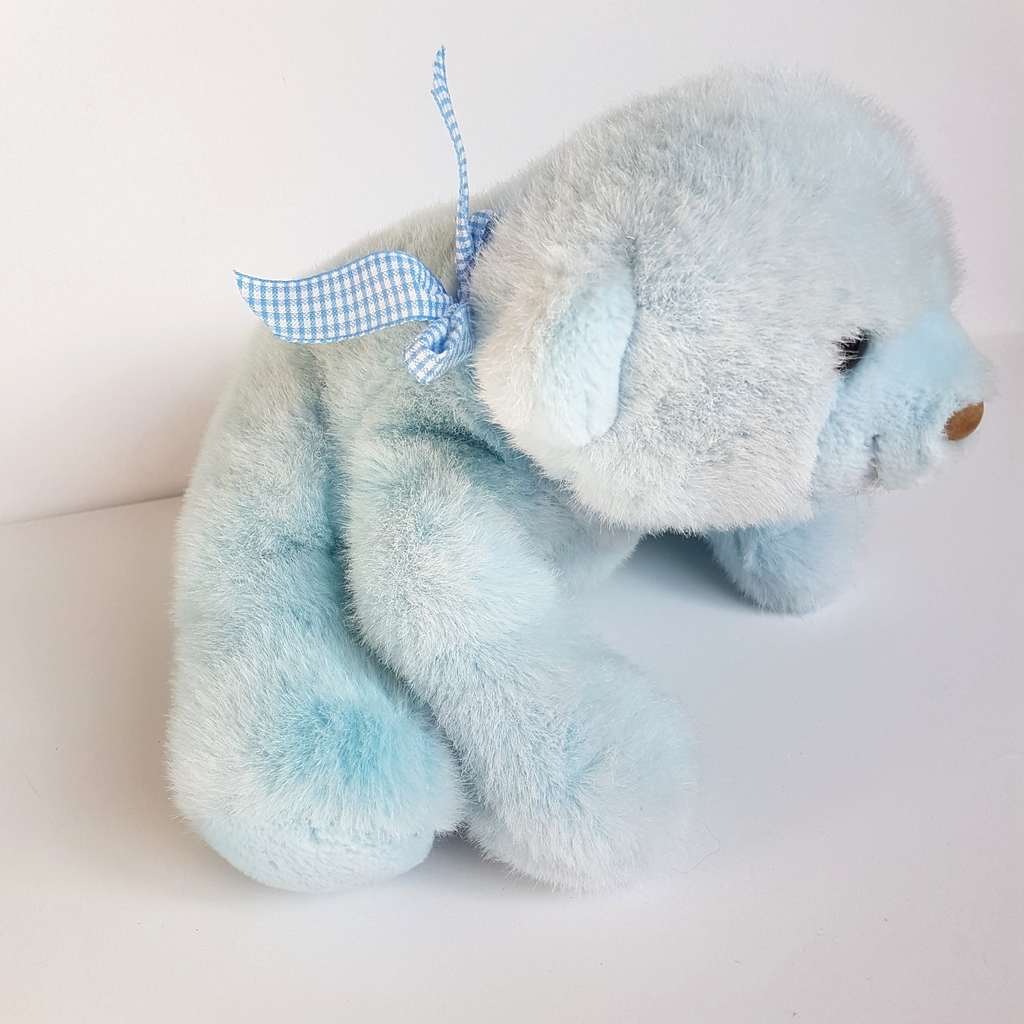 Vintage Tomfoolery BLUE TEDDY BEAR 25cm long Plush Soft Toy Stuffed Animal Cute1