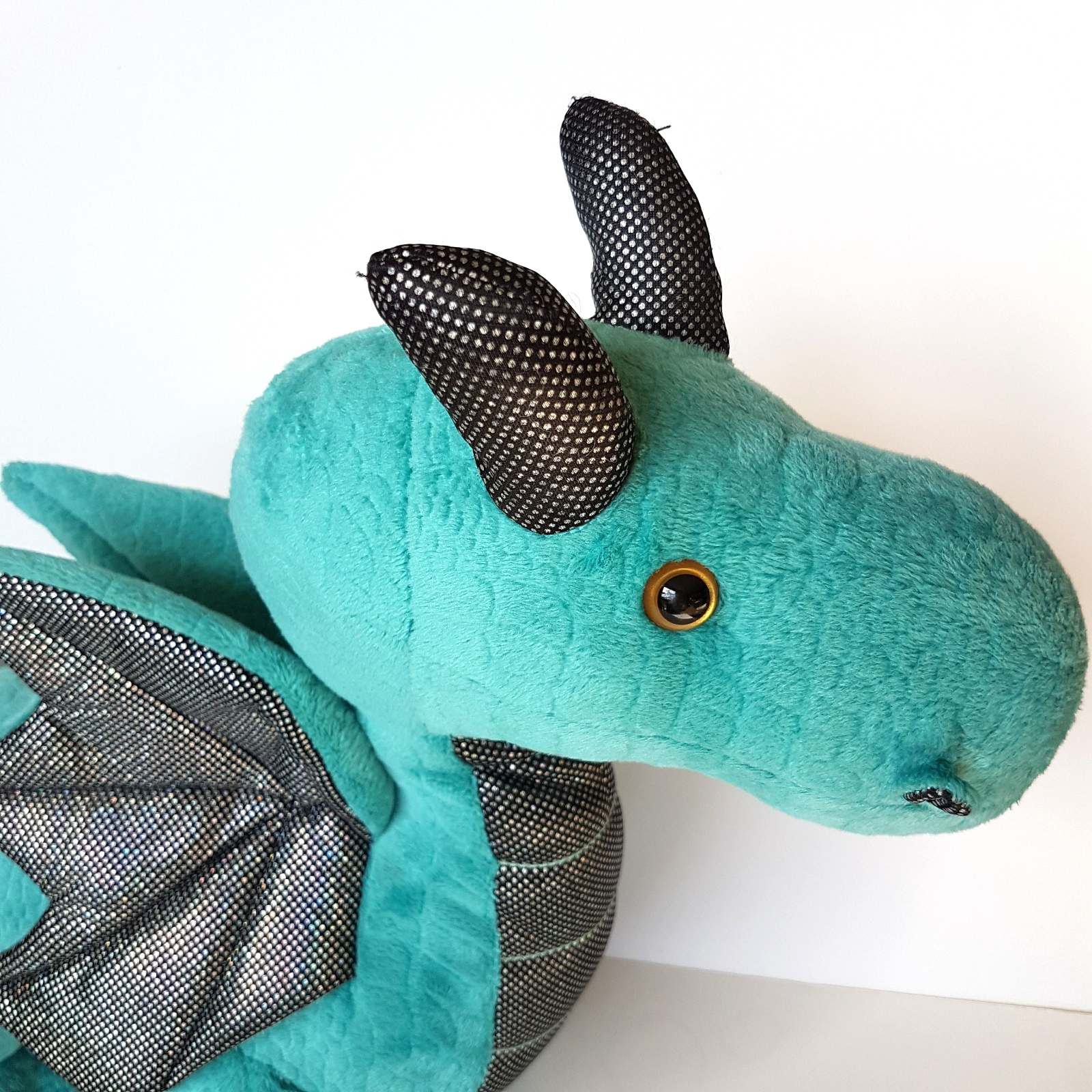 Target LARGE DINO DRAGON Plush Fantasy Stuffed Animal Soft Toy Blue Green Holo4