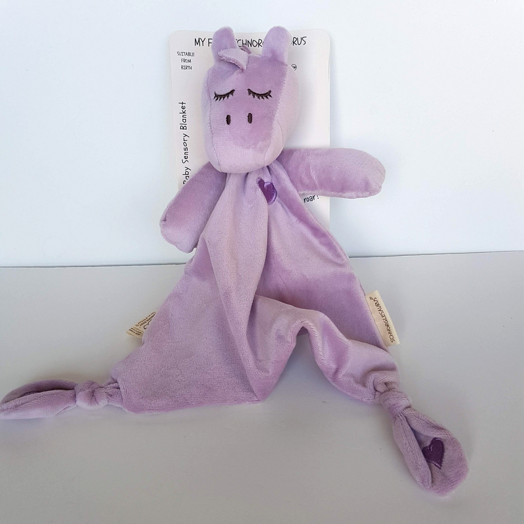 Baby Purple SCHNORGLESAURUS Dinosaur Lovey Comforter Security Blanket Soft Toy0
