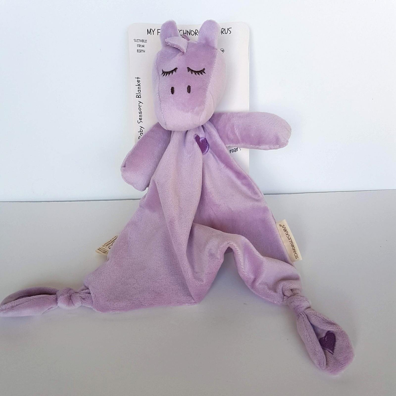 Baby Purple SCHNORGLESAURUS Dinosaur Lovey Comforter Security Blanket Soft Toy0