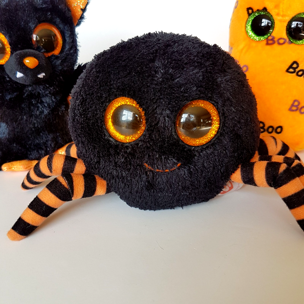 TY Beanie GHOULIE CRAWLY MORTIMER Halloween Orange GHOST SPIDER BAT Plush Toy1