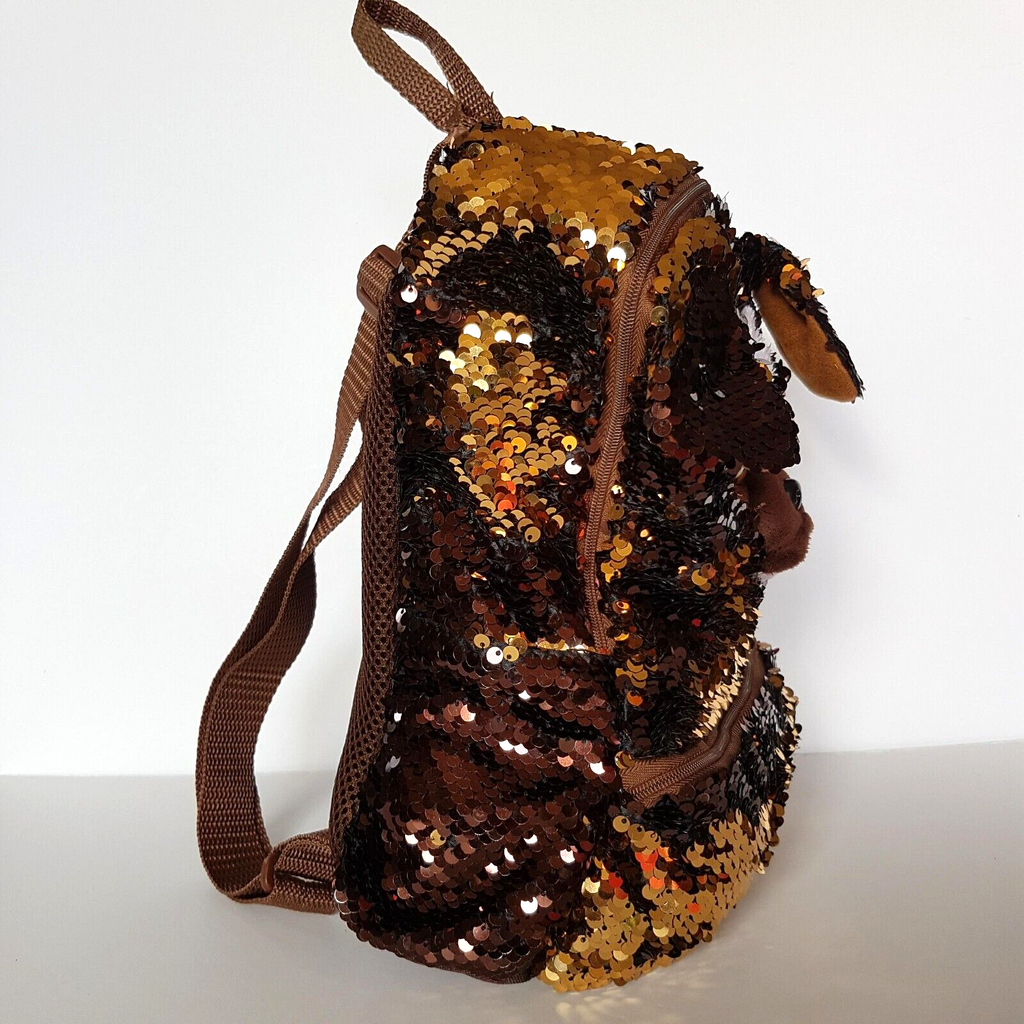 TY Sequin BRUTUS DOG Backpack Sequin Puppy Kids Animal Backpack School Bag Brown5