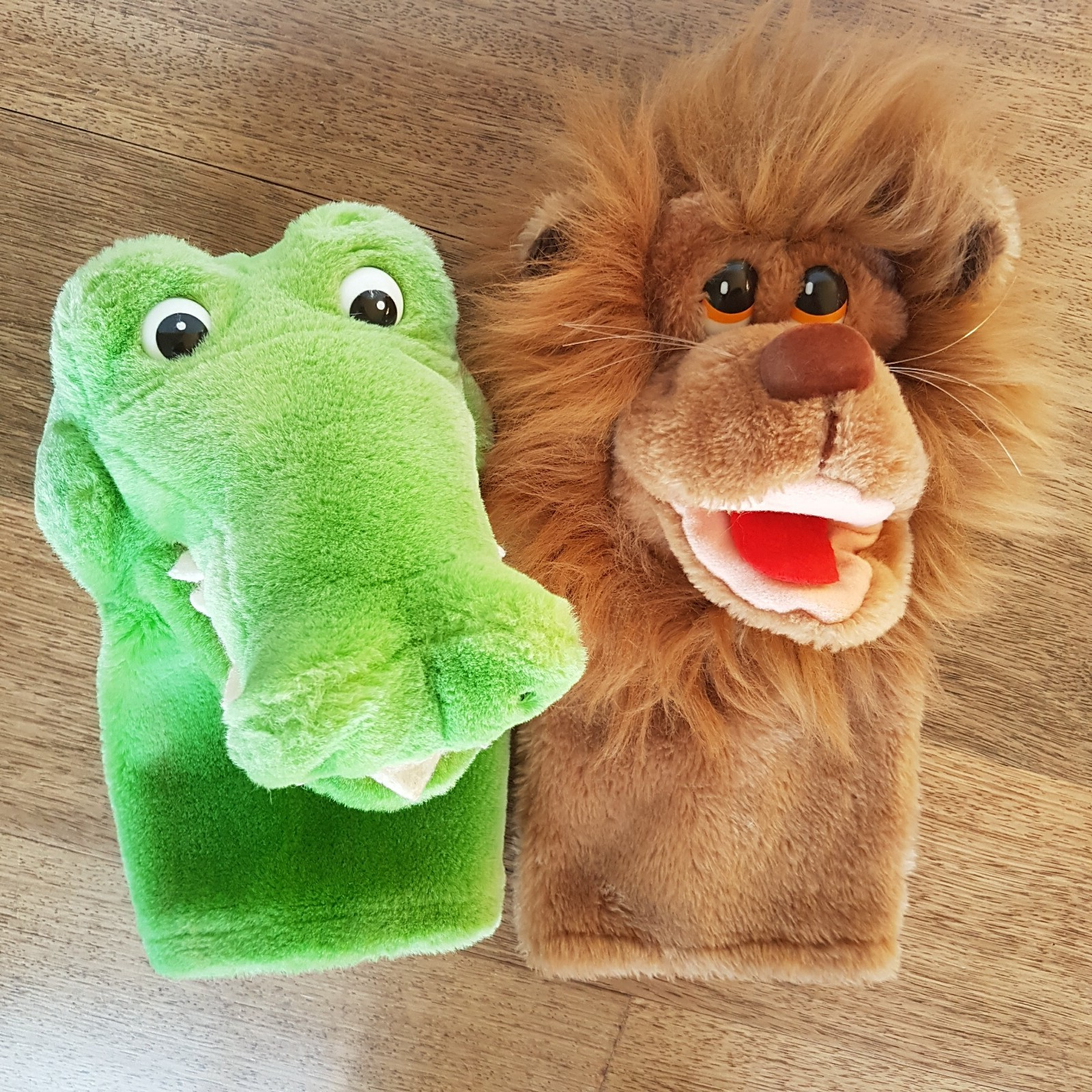 DAKIN Puppet LION & CROCODILE ALLIGATOR Stuffed Animal Vintage Soft Toy Hand0