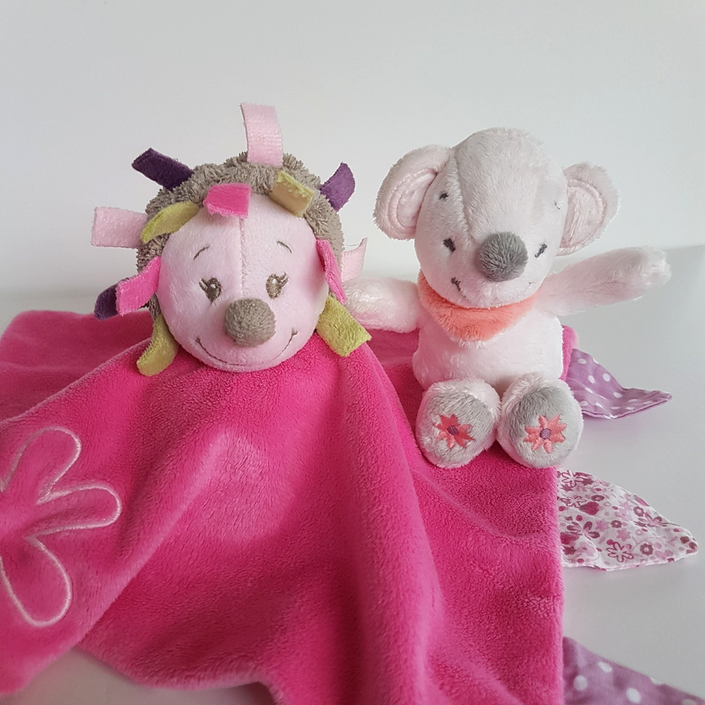 Nattou PORCUPINE ECHIDNA Baby Lovey Security Blanket Comforter + Mouse Soft Toy1