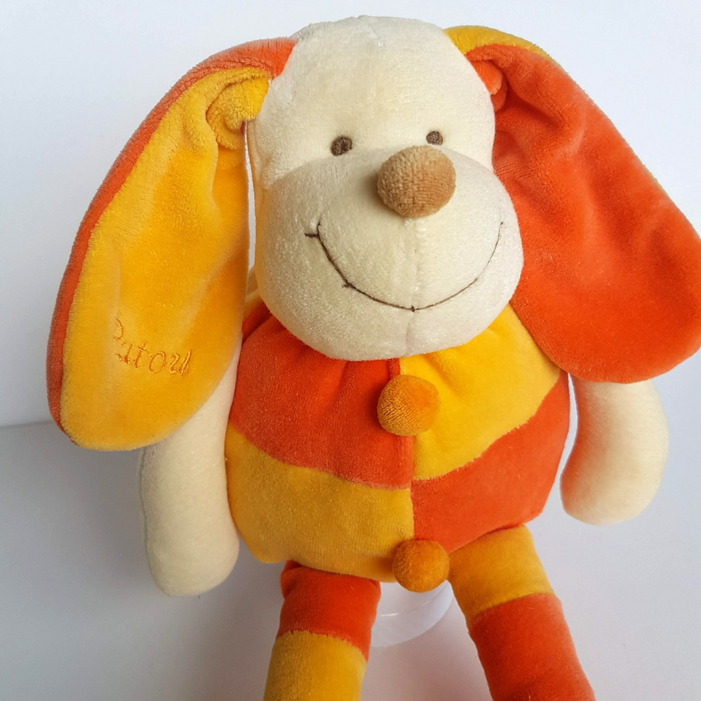Doudou & Compagnie VELOUR RABBIT Patou 30cm Floppy Plush Soft Toy Orange Yellow3