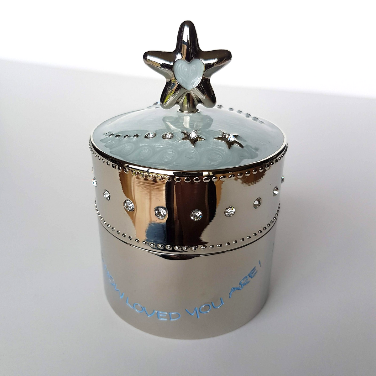 Whitehill BABY MUSIC BOX Blue 10cm Twinkle Little Star Silver Plated Enamel Gift0