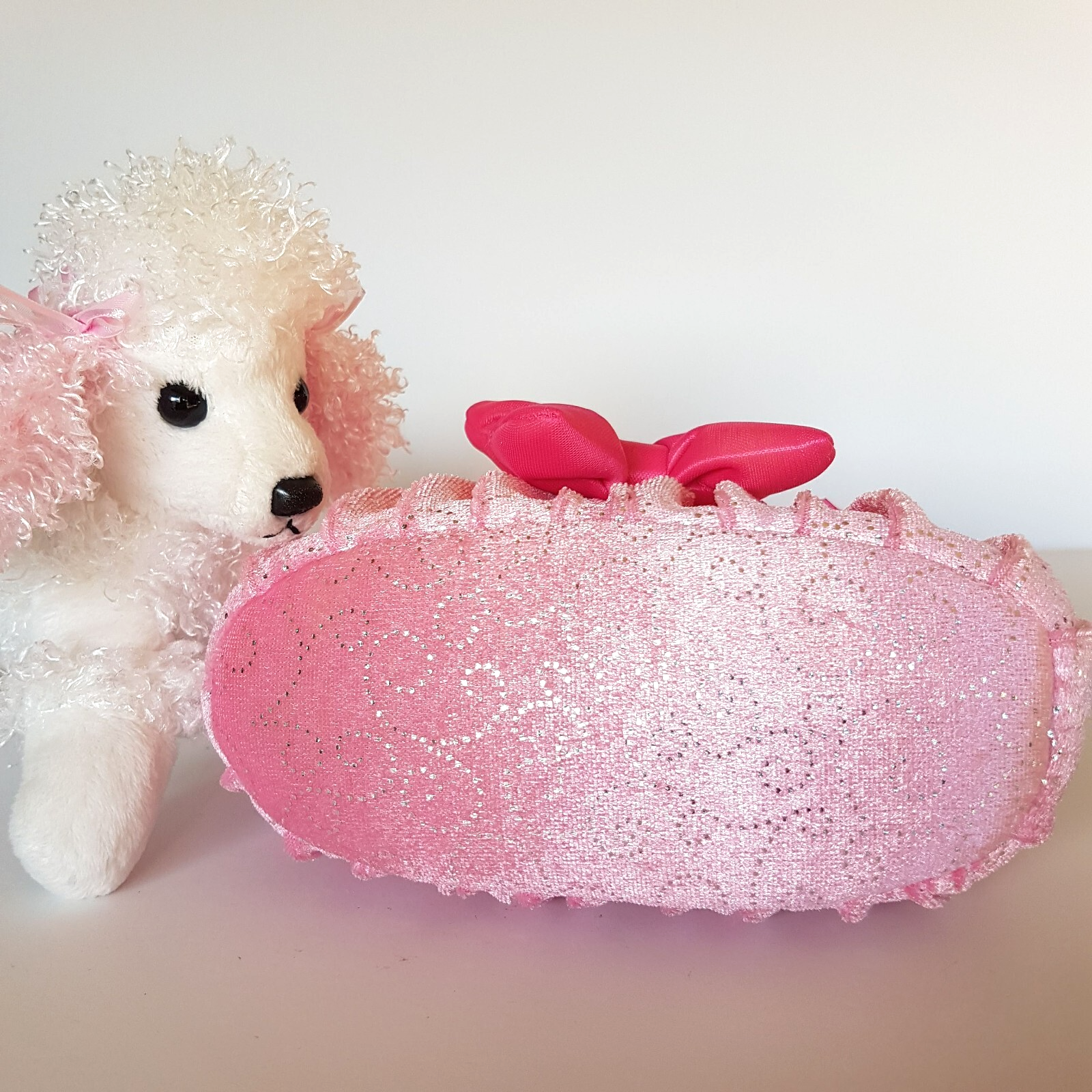 Korimco POODLE + CARRIER BAG 17cm Plush Stuffed Animal Pink Pet Soft Toy Cute12