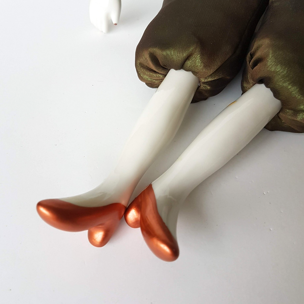 VINTAGE Porcelain HALF DOLL with Arms Legs Floppy 43cm French Artist Poupee Doll4