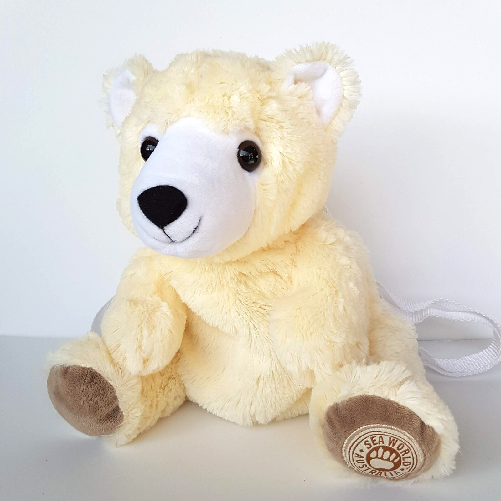 Sea World POLAR BEAR BACKPACK Plush Stuffed Animal 28cm Kids Bag Soft Toy Bag1