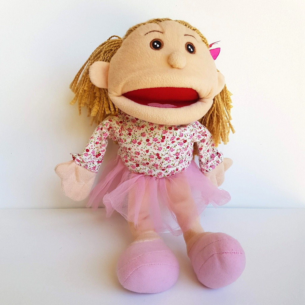 Kmart HAND PUPPET Girl Pink Tutu Floral Stuffed Kids Pretend Play Soft Toy3