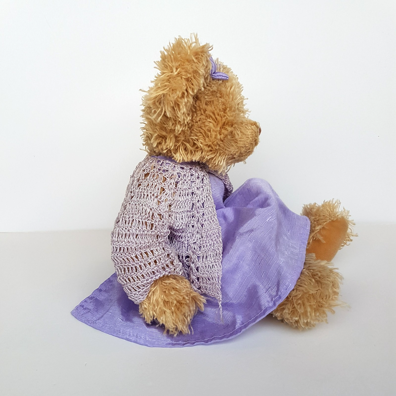Pretty LAVENDER Teddy Bear PURPLE Dress Cardigan 30cm Soft Toy Stuffed Animal11