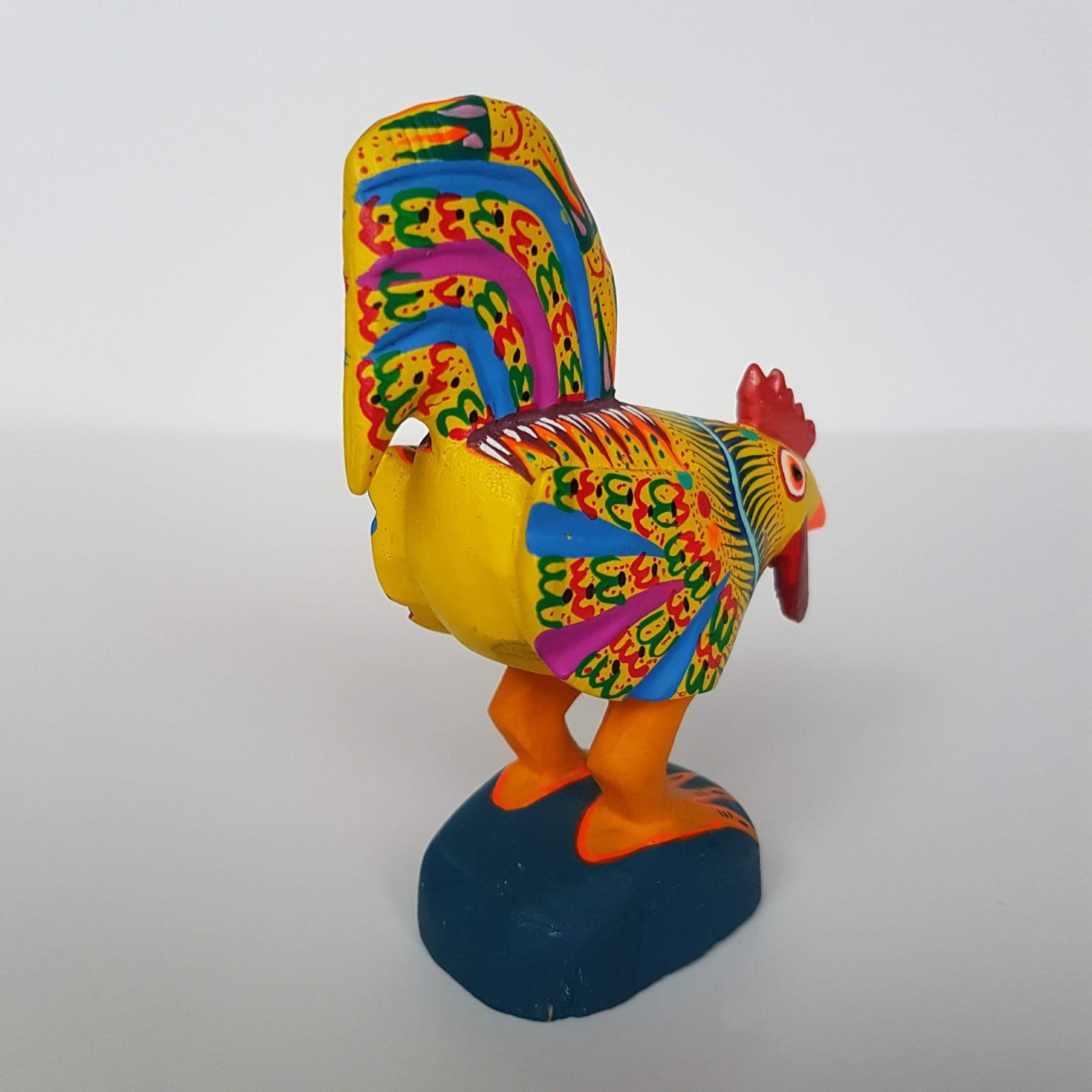 Mexican Folk Art ROOSTER Alebrije Decorative Bird Wooden Hand Painted 10.5cm2