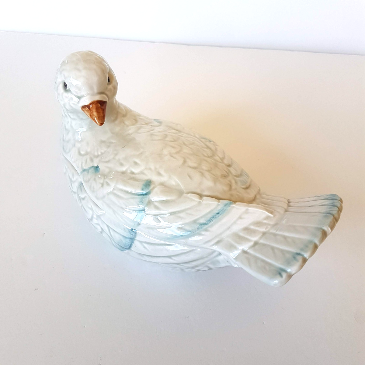 JAPAN Ceramic DOVE BIRD Trinket Box Candy Bowl 17cm Decorative Pigeon Bird Decor2