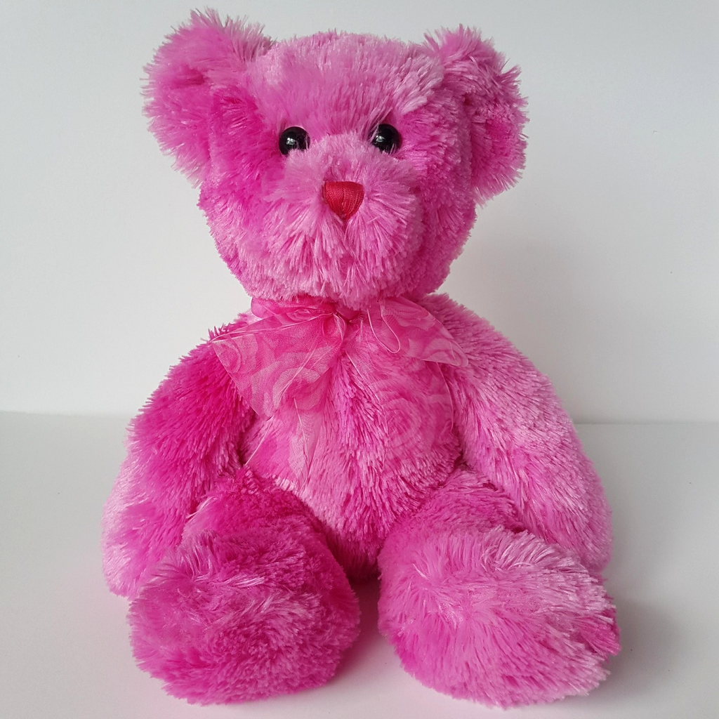 Korimco HOT PINK HEART BEAR Teddy Stuffed Animal 37cm Bright Soft Toy Rose Bow6