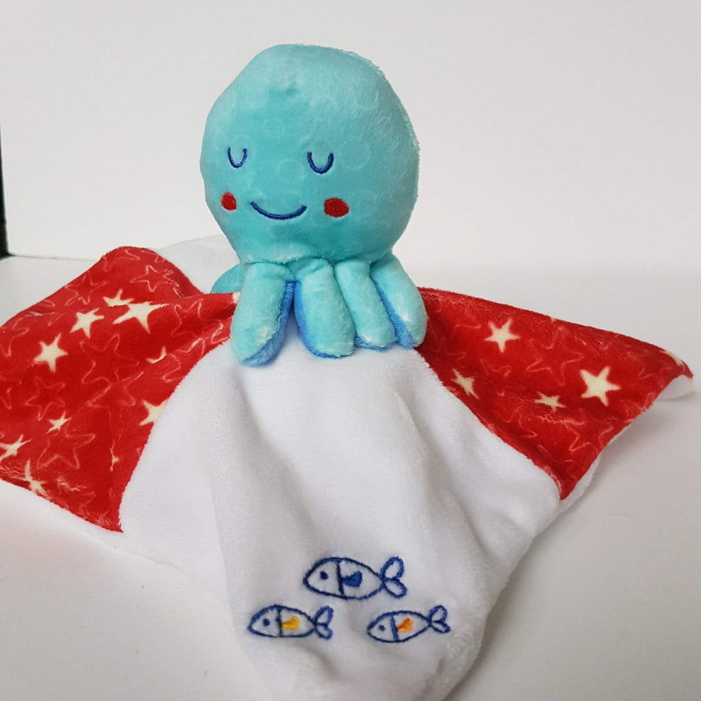 Huggable OCTOPUS FISH Lovey Plush Baby Security Comforter Blanket Soft Toy Cute2