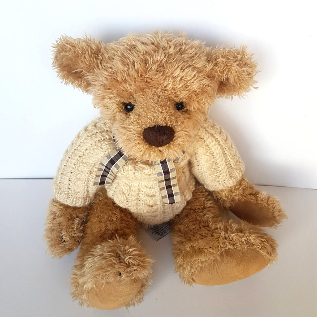 Russ ELLIOTT TEDDY BEAR Soft Toy Stuffed Animal 35cm Jumper Collectible Weighted5