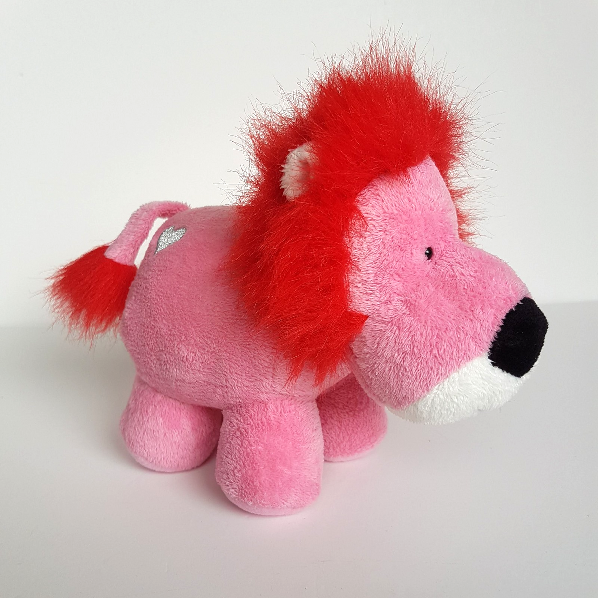 Russ Pink LION WILD CAT Plush Small Soft Toy Stuffed Animal Silver Heart Cuddly0